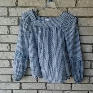 Lauren Conrad LC Gray Heart Peasant Blouse Small